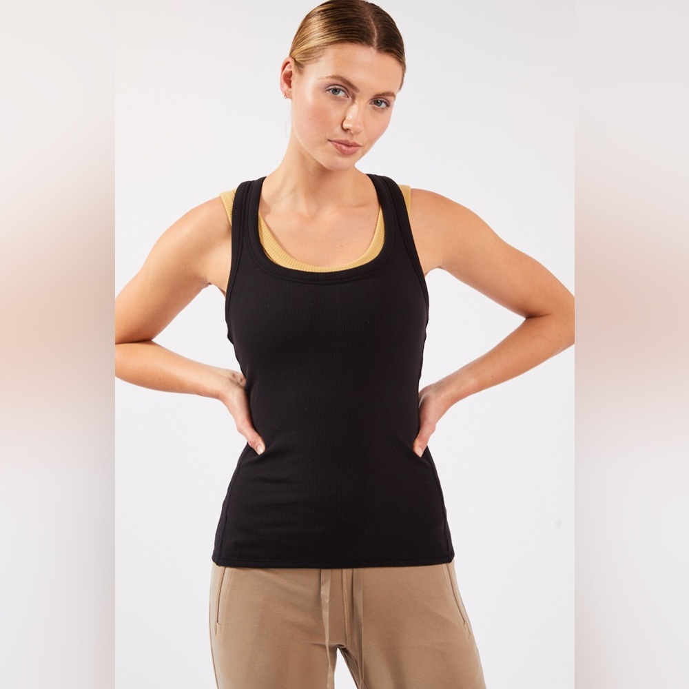 Alo Yoga Ribbed Support Tank -Black  - Size XS